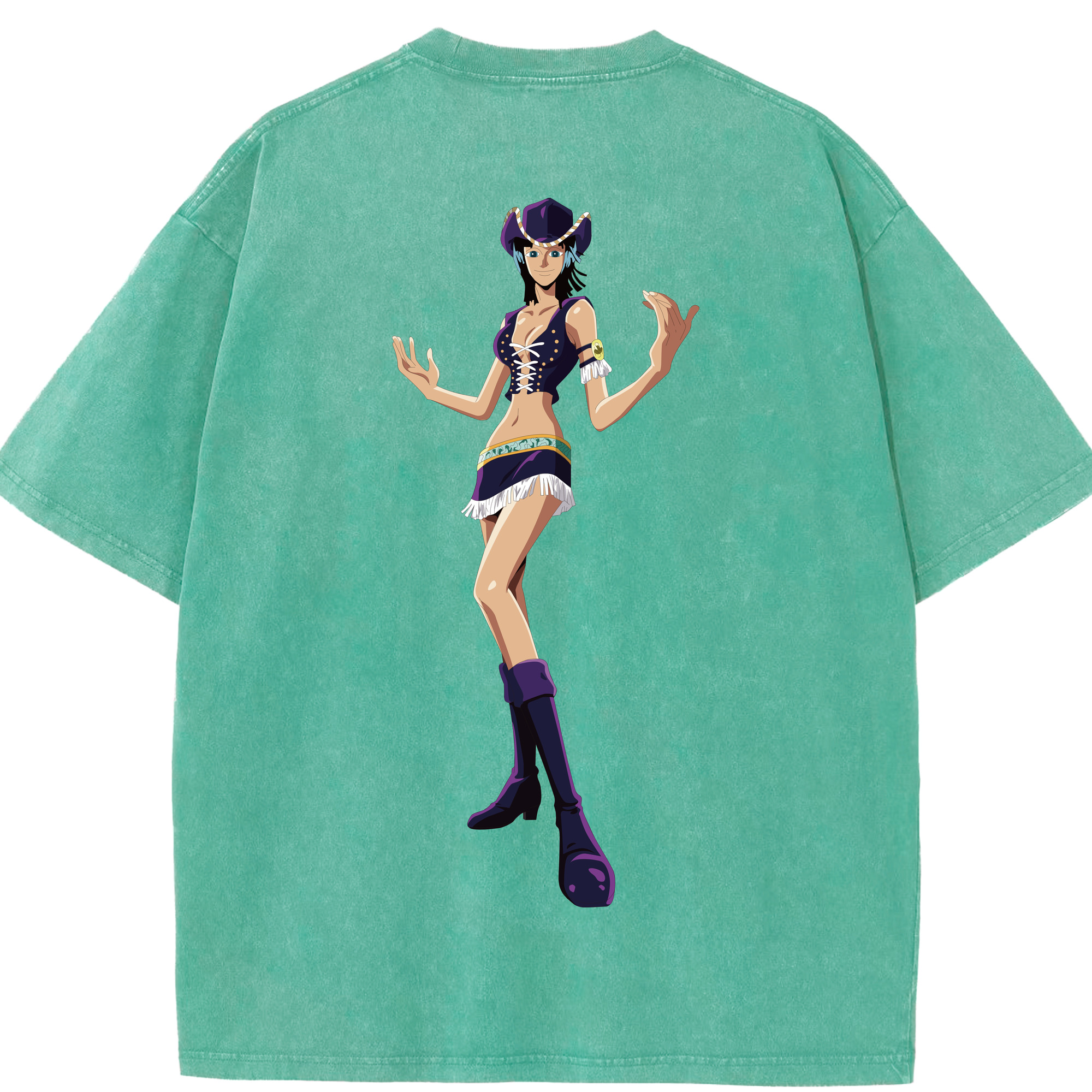 ワンピース ニコ・ロビン ONE PIECE Nico Robin 綿100% ヴィンテージ風 半袖Tシャツ（背面プリント）